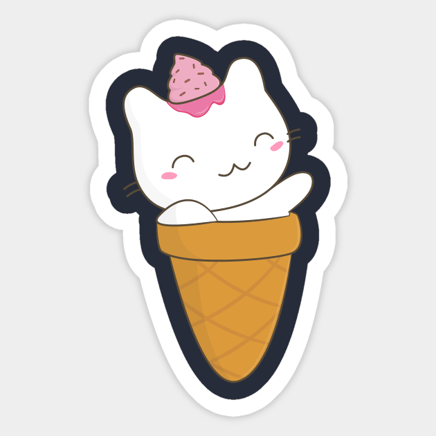 Kawaii Ice Cream Cat Sticker by happinessinatee